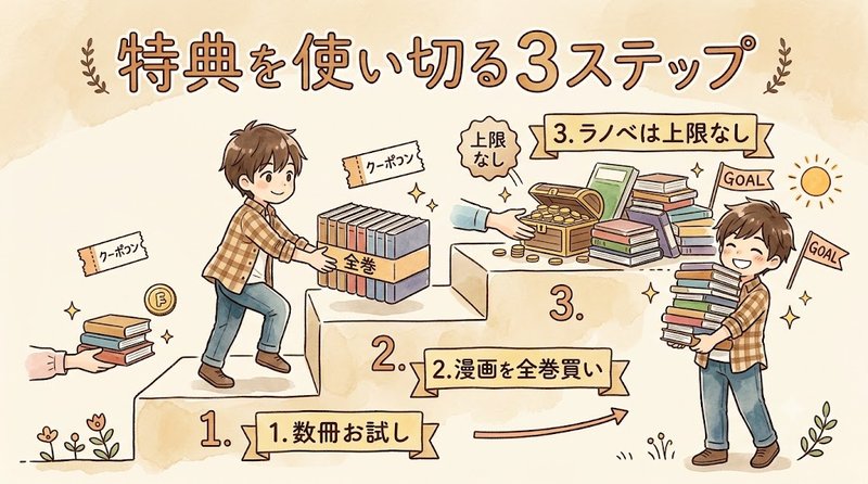 初回特典を使い切る3ステップ