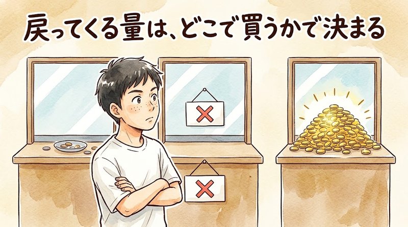 電子書籍ストアによって還元されるコインの量が変わることを示した図